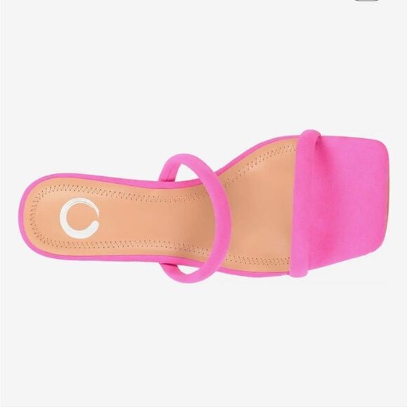 New Journee Collection Henrietta Pink high block wooden heel strappy size 8.5 - Picture 2 of 8